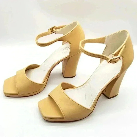 Franco Sarto Women Dima Heeled Sandals Size 11M Beige Leather Ankle Strap - Picture 1 of 15